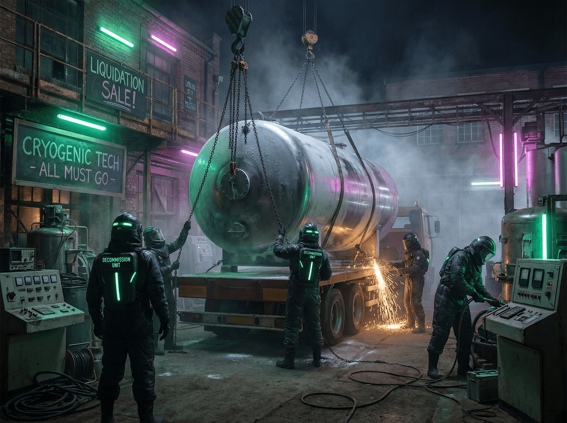 Industrial cryogenic equipment being decommissioned